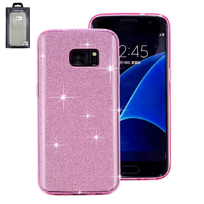 Samsung S7edge - Glitzercover pink