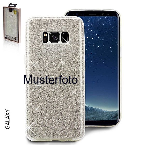 Samsung S10e Lite - Glitzer Cover 3in1 silber