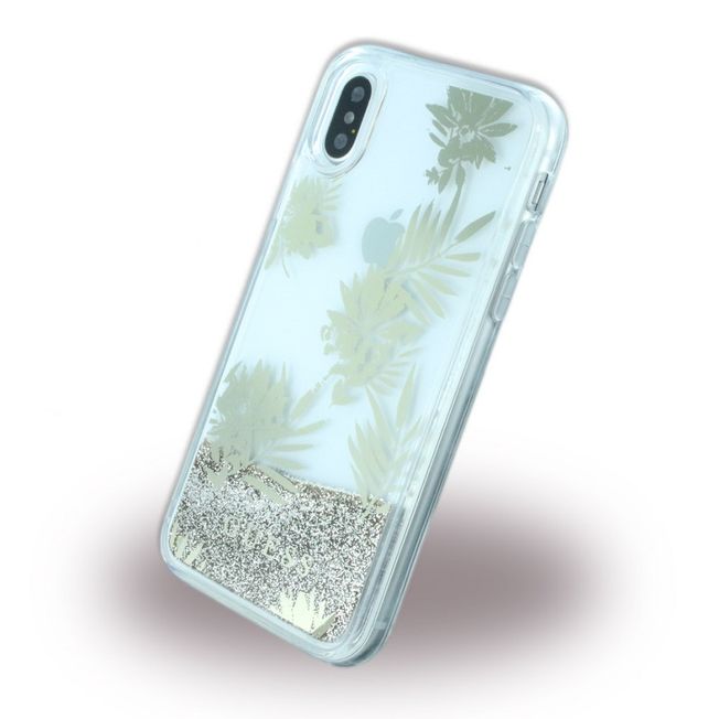 Iphone X - Glitzer Case Guess Palm - Liquid gold