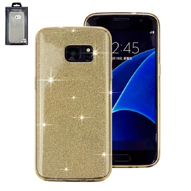 Samsung S7edge - Glitzercover gold